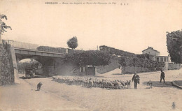 Chelles          77        Gare De Départ Et Pont Du Chemin De Fer.  Berger Moutons       (voir Scan) - Chelles