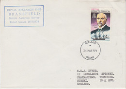 British Antarctic Territory (BAT) Cover RRS Bransfield Ca Adelaide Island 26 MAR 1974 =last Day Postmark (TA184) - Lettres & Documents