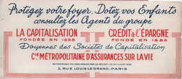 Buvard Ancien/COMPAGNIE METROPOLITAINE D'ASSURANCES Sur La VIE/Paris  /  Vers 1950  BUV562 - Banque & Assurance