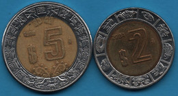 MEXICO LOT: 2 + 5 PESOS 1998 - 2004 Bimétallique - Mexico