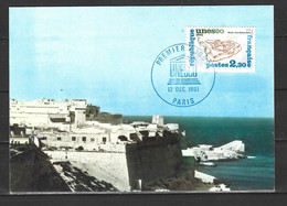 FRANCE. Timbre De Service N°70 De 1981 Sur Carte Maximum. Fort Saint-Elme à Malte. - Châteaux