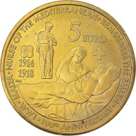 Malte, 5 Euro, 100 Ans De La Première Guerre Mondiale, 2014, SPL+, Laiton - Malta