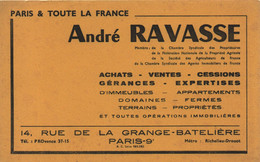 Buvard Ancien/André RAVASSE/ Achats, Ventes,Cessions, Gérances/Expertises /Grange Batelière Paris 9éme/vers 1950  BUV565 - Bank En Verzekering
