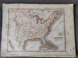 ENGRAVING GRAVURE DRESSE PAR C V MONIN - AMERIQUE DU NORD ETATS-UNIS - ATLAS UNIVERSEL JACQUES LECOFFRE PARIS - Geographical Maps