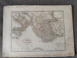 ENGRAVING GRAVURE DRESSE PAR C V MONIN - LA GRECE ET SES COLONIES - ATLAS UNIVERSEL JACQUES LECOFFRE PARIS - Geographical Maps