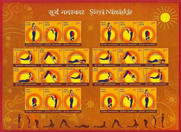 INDIA 2016 Surya Namaskar Yoga Health Fitness Sheetlet MNH - Andere & Zonder Classificatie