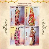 India 2023 BRIDAL COSTUMES OF INDIA MINIATURE SHEET MS MNH As Per Scan - Autres & Non Classés