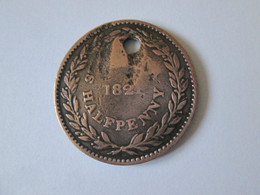 Saint Helena Island-Half Penny 1821 Holed Cooper Coin See Pictures - Santa Helena