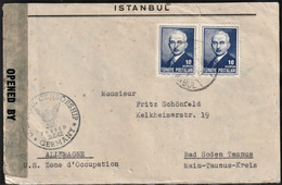 1947 Turkey Postally Travelled Censored Mail Cover - Covers & Documents