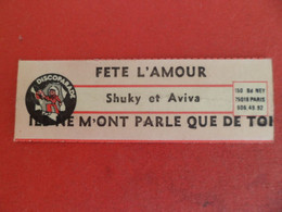 Etiquette Musique Disque 45 T - Juke-Box Discoparade 1976  SHUKY / AVIVA - Fete L'amour / Ils Ne M'ont Parlé Que De Toi - Accessori & Bustine