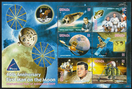 2009 Grenada 40th Anniversary Of Moon Landing Minisheet (** / MNH / UMM) - America Del Nord