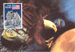 CM Usa 1989 First Moon Landing 1969 Premier Pas Sur La Lune - Amérique Du Nord