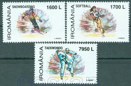 1999 Taekwondo/Tae Kwon Do,Softball,Snowboarding,New Olympic SPORTS,Romania,Mi.5441/Y.4568,MNH - Ohne Zuordnung