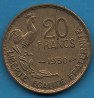 FRANCE 20 FRANCS 1950 KM# 916 Georges Guiraud 3 Plumes - 20 Francs