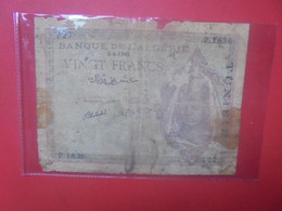 TUNISIE 20 FRANCS 1945 Très Abimé !!! (L.17) - Tunisie