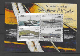 Saint-Pierre-et-Miquelon Bloc Feuillet N°11 ** Neuf Sans Charnière Les Vedettes Rapides De Saint Pierre Et Miquelon - Blocks & Kleinbögen