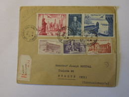 MONACO REGISTERED COVER TO CZECH REPUBLIC 1945 - Used Stamps