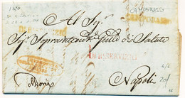 1820 REGNO DI NAPOLI PREFILATELICA CAMPOBASSO LINEARE GIALLO + DOPPIO REAL SERVIZIO CAMPOBASSO E NAPOLI - 1. ...-1850 Prefilatelia