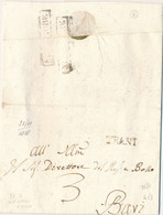 1818 REGNO DI NAPOLI PREFILATELICA TRANI LINEARE NERO + DOPPIO MESE NOVEMBRE IN CARTELLA AL VERSO - 1. ...-1850 Prefilatelia