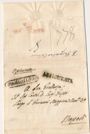 1857 REGNO DI NAPOLI PREFILATELICA POSTIGLIONE OVALE NERO + ASSICURATA MANOSCRITTO ED IN LINEARE TASSA 8 X NAPOLI - 1. ...-1850 Prefilatelia