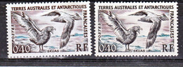 TAAF    13  Variété Skuas 0.40 Sur Fond Noir Et Sur Fond Brun  Neuf ** MNH Sin Charmela - Imperforates, Proofs & Errors