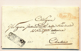 1845 REGNO DI NAPOLI PREFILATELICA AVELLINO OVALE ROSSO X DISTRETTO CO TESTO - 1. ...-1850 Prefilatelia