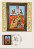 1981 Berlin MC Nr.18, Weihnachtsmarke  Mi:DE-BE 658, Yt:DE-BE 615, Hinterglasmalerei Die Hl. Drei Könige - Cartas Máxima