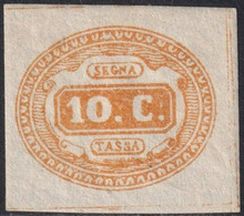 Segnatasse 10 C. Arancio Molto Ben Marginato Integro Molto Raro Lusso Certificato - Sassone N.1b - Postage Due