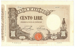 100 LIRE BARBETTI GRANDE B MATRICE LATERALE TESTINA FASCIO 21/03/1930 BB/BB+ - Otros