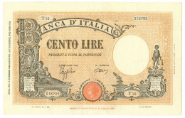 100 LIRE BARBETTI GRANDE B GIALLO TESTINA FASCIO 09/12/1942 SPL- - Otros