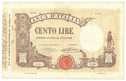 100 LIRE BARBETTI GRANDE B MATRICE TESTINA DECRETO CANOVAI 22/01/1919 QBB - Regno D'Italia - Altri