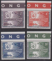 CONGO Kinshasa 1963 Mi. 151/4 I ~ UN Human Rights Overprint On UPU Congress ~ MNH With Margins ~ Canoo, Plane - Nuovi