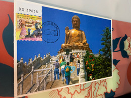 Hong Kong Stamp Temple Buddha Postcard - Buddhism