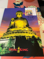 Hong Kong Stamp Temple Buddha Postcard - Buddhism