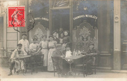 Meaux * Carte Photo 1910 * Devanture Hôtel Café Restaurant L. LOUAL * Terrasse Commerce - Meaux