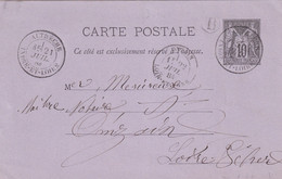 France Marcophilie - Département De L'Indre Et Loire - Autrèche - Entier Type Sage - 1877-1920: Semi Modern Period