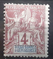 DIEGO SUAREZ ET DÉPENDANCES 1892, Yvert No 27, 4 C Lilas Brun Neuf * MH TB - Unused Stamps