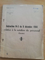 L116 - 1944 Instruction Pe5 Du 8 Décembre 1944 Relative à Lanotation Du Personnel EXTRAITS Poste PTT - Postal Administrations