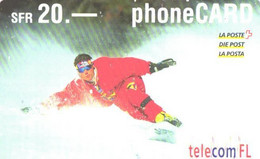Liechtenstein:Used Phonecard, TelecomFL, 20 Sfr, Snowboarding, 2003 - Liechtenstein