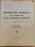 L139 - 1953 Instruction Générale Sur Le Service Des PTT Fascicule PC Personnel Affaires Militaires 500-34 Postes - Administraciones Postales