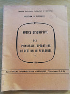 L144 - 1959 Notice Descriptive Des Principales Opérations De Gestion Du Personnel PTT POSTES - Amministrazioni Postali