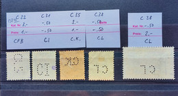 02 - 23  //  Suisse - Sélection De Perfin //  C22 - C31 - C35 - C38 - C38 --  Tous TB - - Perfins