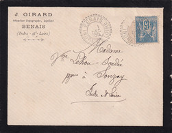 France Marcophilie - Département De L'Indre Et Loire - Benais - Lettre Type Sage - 1877-1920: Semi Modern Period