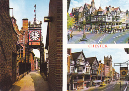 CHESTER CLOCK, SQUARE, OLD HOUSES, CAR, PEOPLE, DIFFERENT VIEWS - Chester