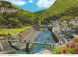 LYNMOUTH VILLAGE, LYN RIVER, BRIDGE, CAR, PEOPLE - Lynmouth & Lynton