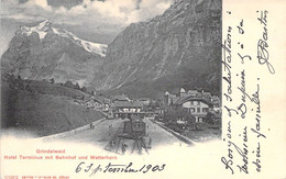 Suisse - Grindelwald - Hotel Terminus Mit Bahnhof Und Wetterhorn - Edit. Photoglob - Train - Carte Postale Ancienne - Grindelwald