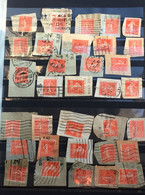 France-Semeuse 194/199 Sur Fragments 33 Timbres Stamp Perforé, Perforés,Perfin Perfins,Perforatis,Perforated,Perforata - Used Stamps