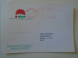 D193946 Hungary   Cover - EMA Red Meter Freistempel - 2001 MSZP  Székesfehérvár - Machine Labels [ATM]