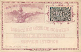 GUATEMALA - CARTE - ENTIER POSTAL - 3 CENTAVOS - TRAIN VIOLET - EXPOSITION CENTRO AMERICANA - 1897 - TRES BON ETAT - Guatemala