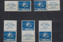Anti-Europa 1960 Romania 3v Perf + 2v Imperforated + Labels  ** Mnh (58338) - 1958